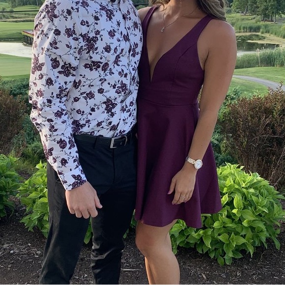 Raise A Toast Skater Dress in Plum - Picture 4 of 7